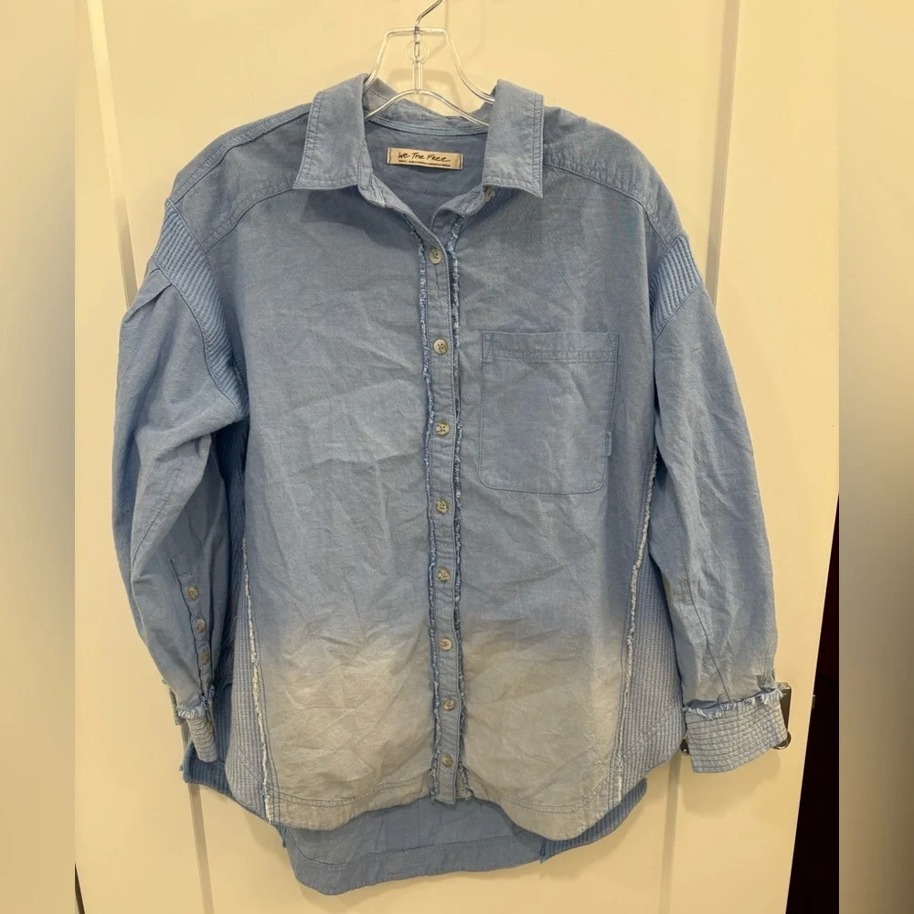 We The Free Cool and Clean Oversized Solid  Waffle Knit Button Down Size Small - Picture 2 of 16